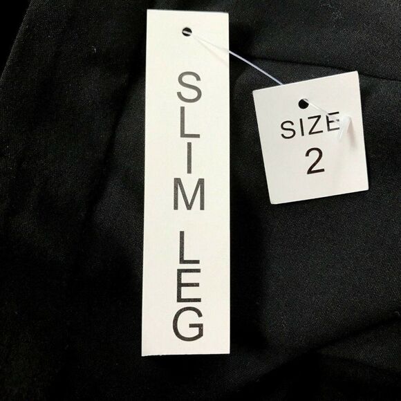 Venus Sz 2 Black Slim Leg Career Dress Pants No Pockets Ankle Vents NEW - Picture 4 of 4